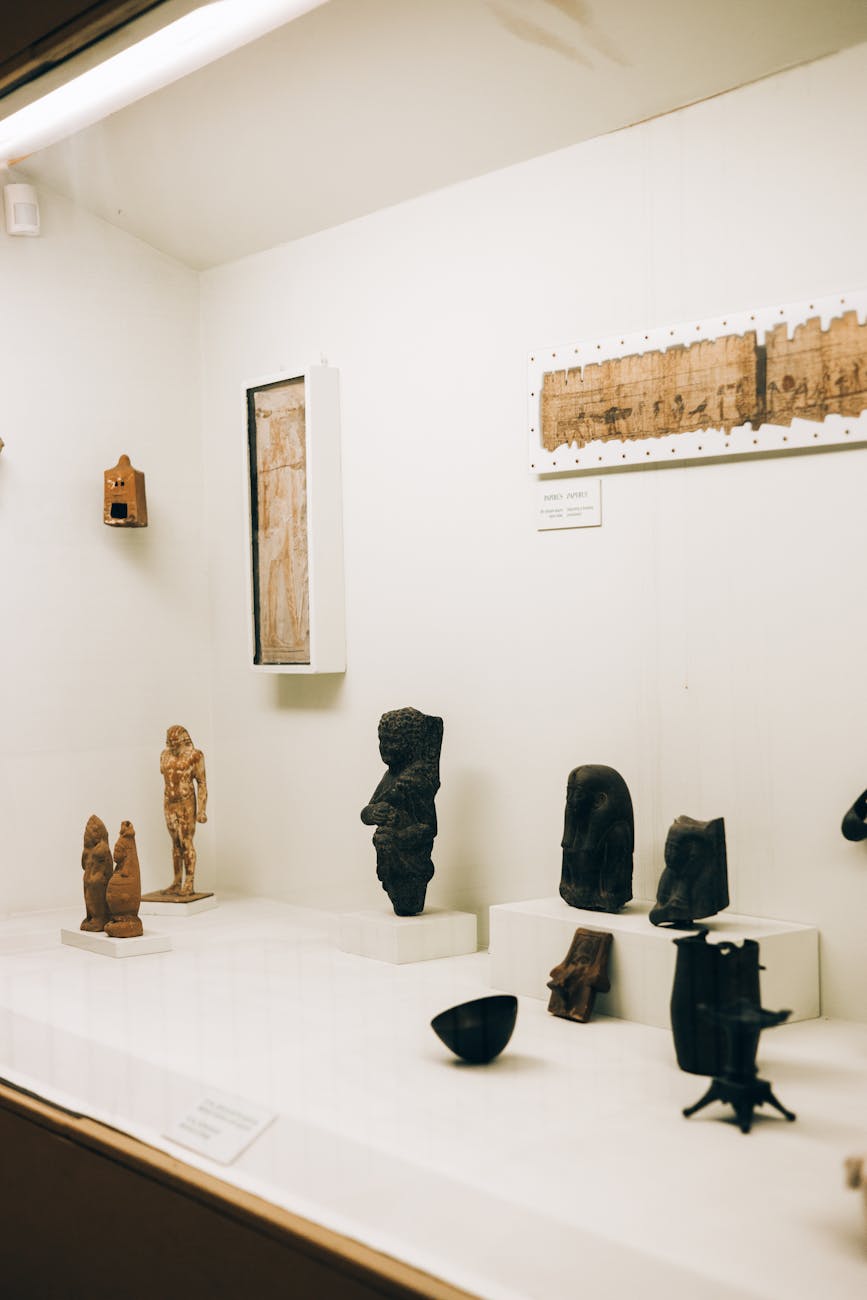 museum display with historic casts