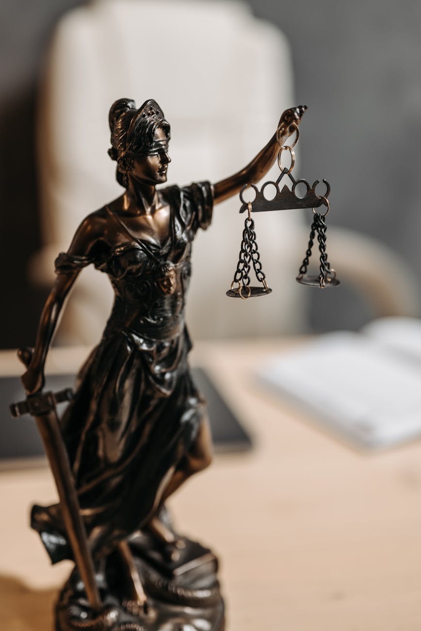 a figurine of lady justice