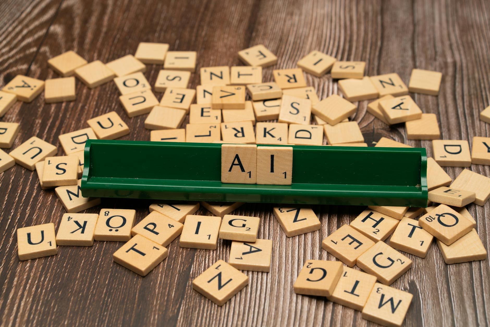 a scrabble board with the letters a and a