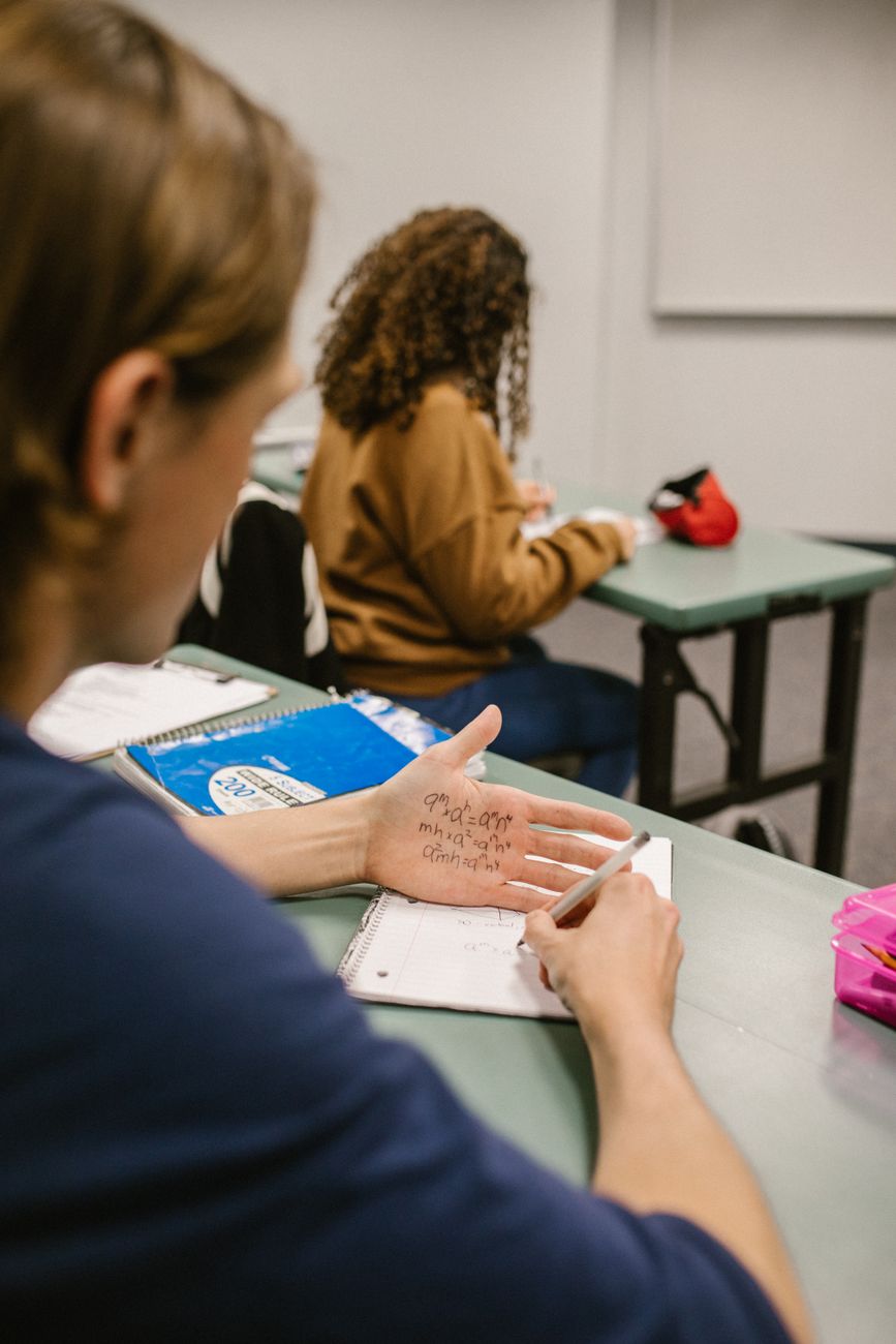 student cheating during an exam