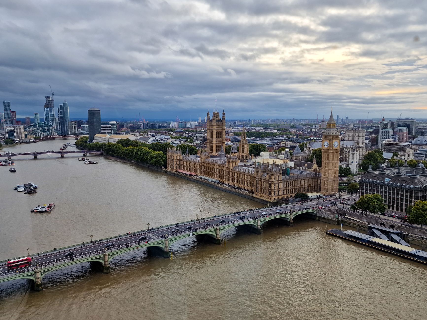 aerial view of westminster and big ben in london